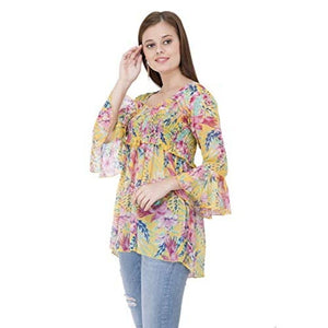 POPWINGS Printed Chiffon Tops for Women