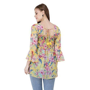 POPWINGS Printed Chiffon Tops for Women