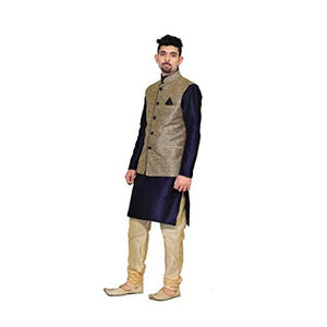 MAG Men's Silk Regular Kurta Churidhar with For Men For Men Waistcoat