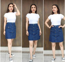 Load image into Gallery viewer, Trendy Latest Women Western Blue Denim Fancy Skirts/Shorts For Girls