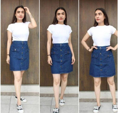 Trendy Latest Women Western Blue Denim Fancy Skirts/Shorts For Girls