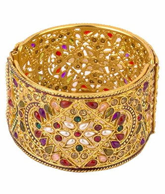 Adjustable Antique Style Gold Plated Kada Bangle