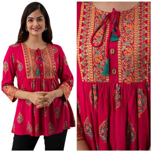 Women Rayon Short Tunic Kurta