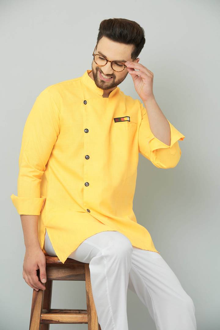 Stylish Fancy Cotton Short Kurta For Men