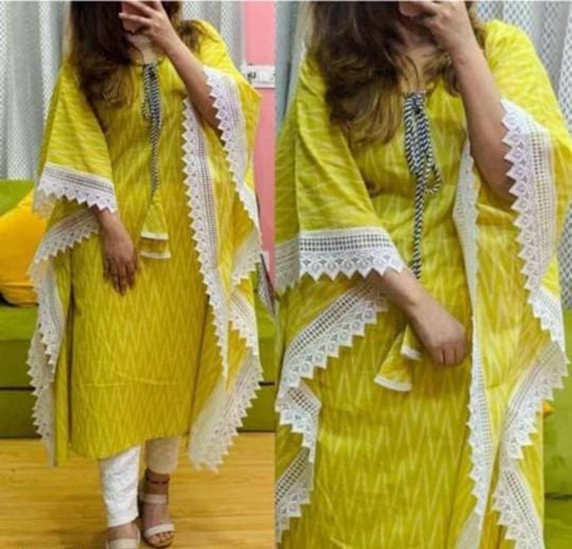 Elite Yellow Rayon Printed Kaftan Kurta For Women