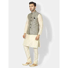 Load image into Gallery viewer, Uri and MacKenzie Men&#39;s Off-White kurta pyjama set with Ethnic Nehru jacket