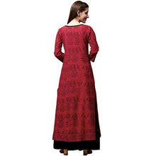 Load image into Gallery viewer, Amayra Women&#39;s Cotton Straight Kurti (Red and Black; Small)
