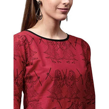 Load image into Gallery viewer, Amayra Women&#39;s Cotton Straight Kurti (Red and Black; Small)