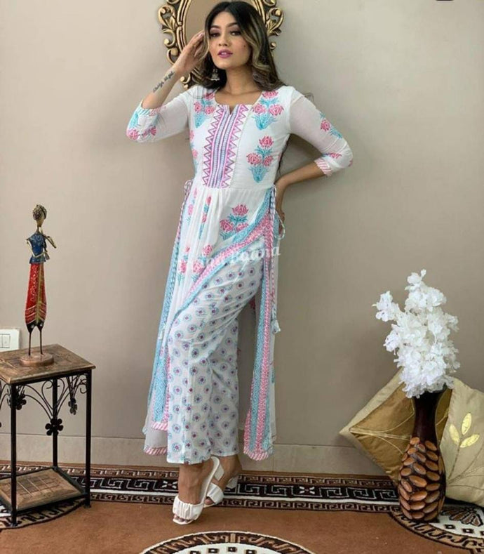 Women Stylish Rayon Long kurta with Pant