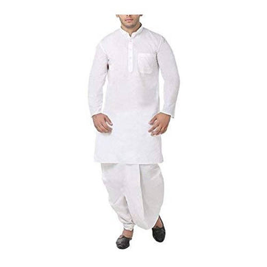 Royal Men's 100% Cotton White Kurta And Dhoti Set