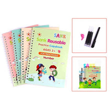 Load image into Gallery viewer, Younar Sank Magic Practice Copybook, 4 Book, 10 Refill, 1 Pen, 1 Grip, Number Tracing Book With Pen, Magic Calligraphy Copybook Set Hand Lettering Practical Reusable Writing Tool For Preschoolers