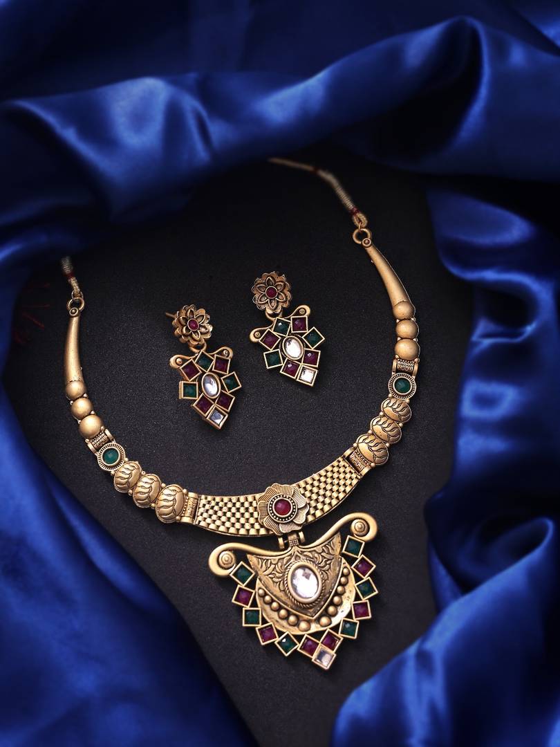 Stylish Fancy Brass Gold Plated Jewellery Set For Women And Girls