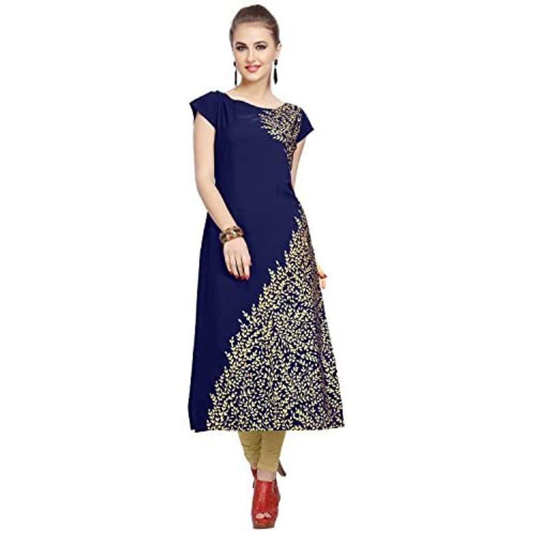 ZIYAA Women Women's Blue Color Crepe Straight Kurta