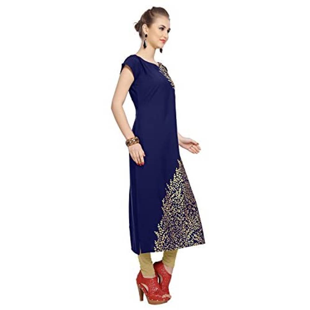 ZIYAA Women Women's Blue Color Crepe Straight Kurta