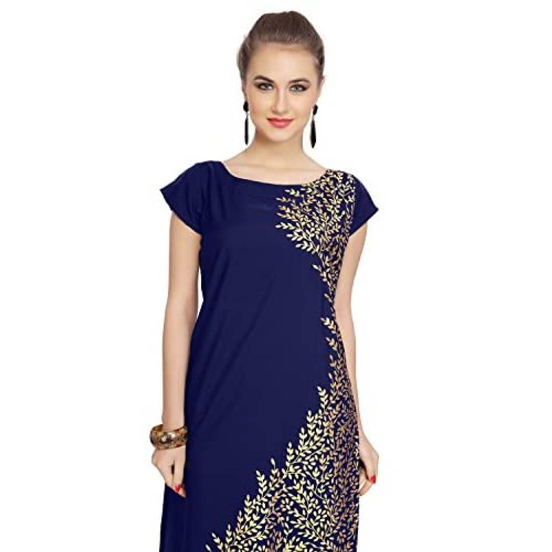 ZIYAA Women Women's Blue Color Crepe Straight Kurta