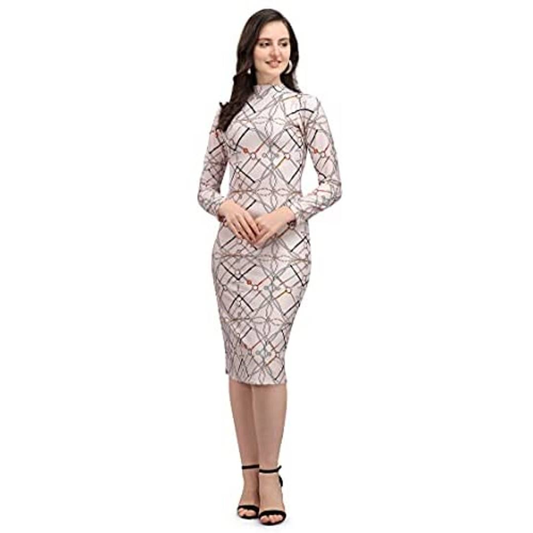 PURVAJA Women's Knee-Length Bodycon Dress