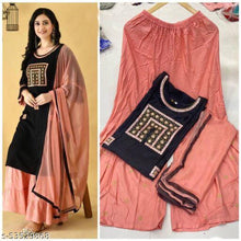 Load image into Gallery viewer, Women Rayon Cotton Embroidered Kurta Bottom with Dupatta Set