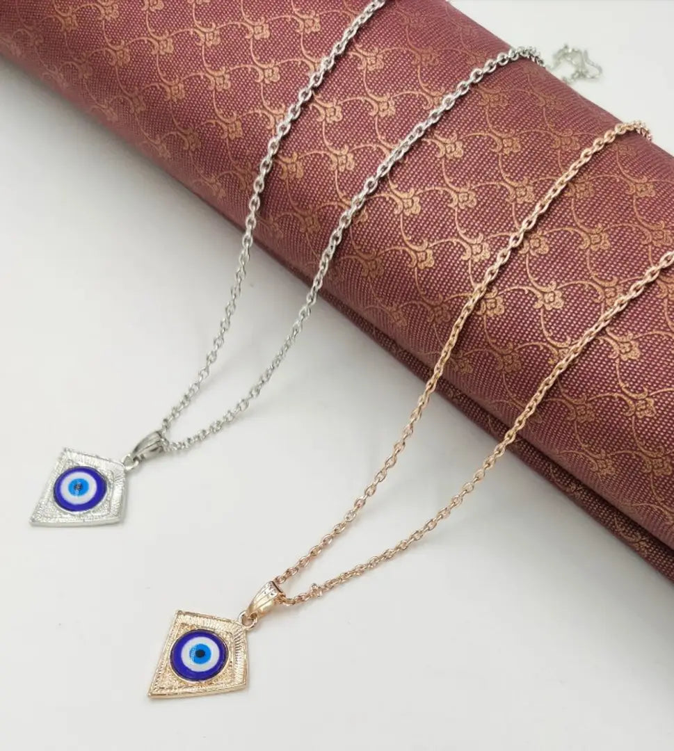 Alluring Alloy Evil Eye Pendant In Chain For Women Pack Of 2