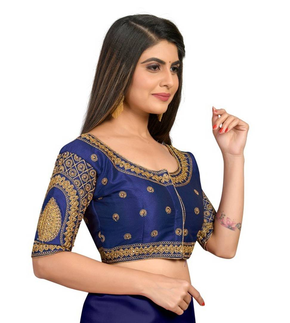 Phantom Silk Zari Embroidered Stitched Blouses