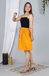 Trendy Rayon Yellow Solid Mini Skirt For Women