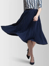 Load image into Gallery viewer, Elegant Navy Blue Crepe Solid Skirts For Women And Girls