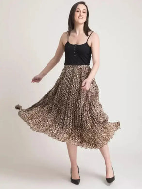 Elegant Brown Crepe Printed Skirts For Women And Girls