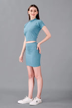 Load image into Gallery viewer, Latest Light Blue 2 Piece Skirt  Top Set For Women