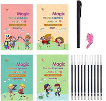 Load image into Gallery viewer, Magic Practice Copybook (Size 26 x 18cm ), Number Tracing Book for Preschoolers with Pen, Magic Calligraphy Copybook Set Practical Reusable Writing Tool (LARGE A4 SIZE 4 BOOK + 10 REFILL)