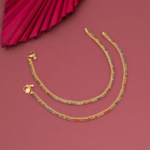 Trendy Alloy Pair Of Gold Plated Anklets For Women