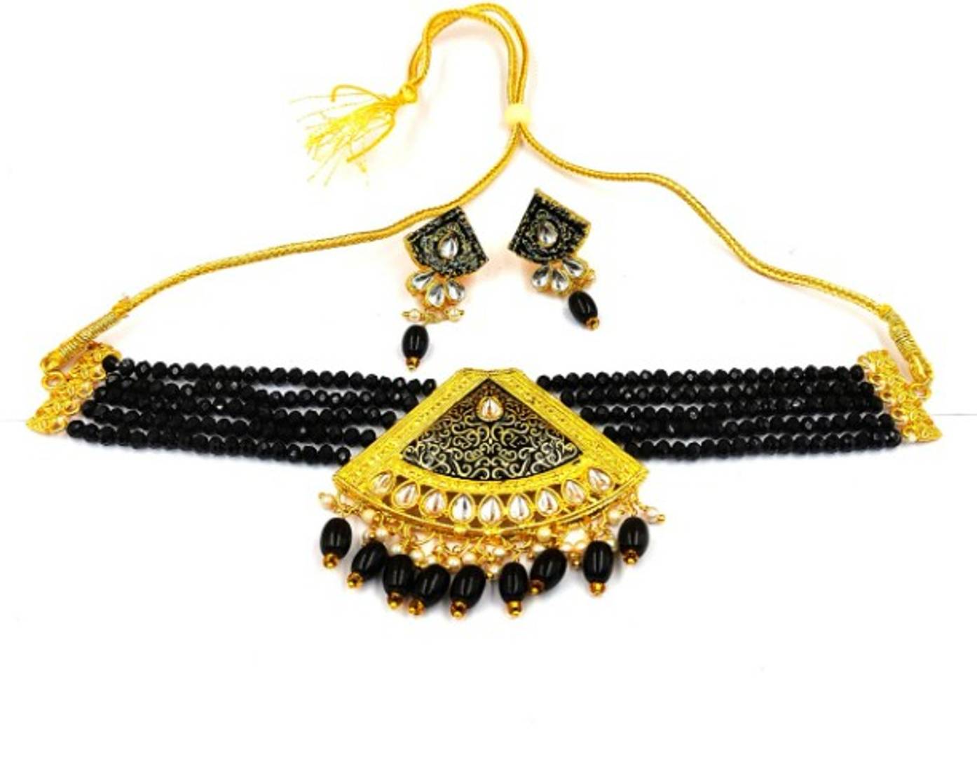 Stylish Fancy Brass Meenakari Style Jewellery Choker Set For Women