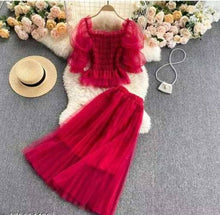 Load image into Gallery viewer, Stylish Net Solid Top Skirt Set For Women