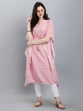 Load image into Gallery viewer, Women/Girls Cotton Blend  Printed kaftan Below Knee Pink