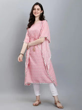 Load image into Gallery viewer, Women/Girls Cotton Blend  Printed kaftan Below Knee Pink