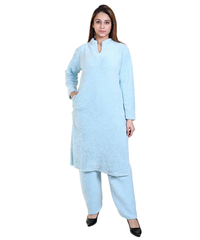 Classic Velvet Solid  Kurta Bottom Set for Women