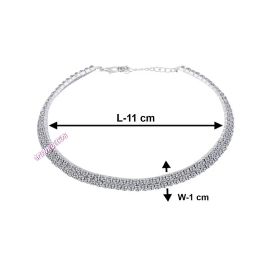 Ethnic Double Layer Necklace For Girls  Women (2 Layer Necklace-Silver)