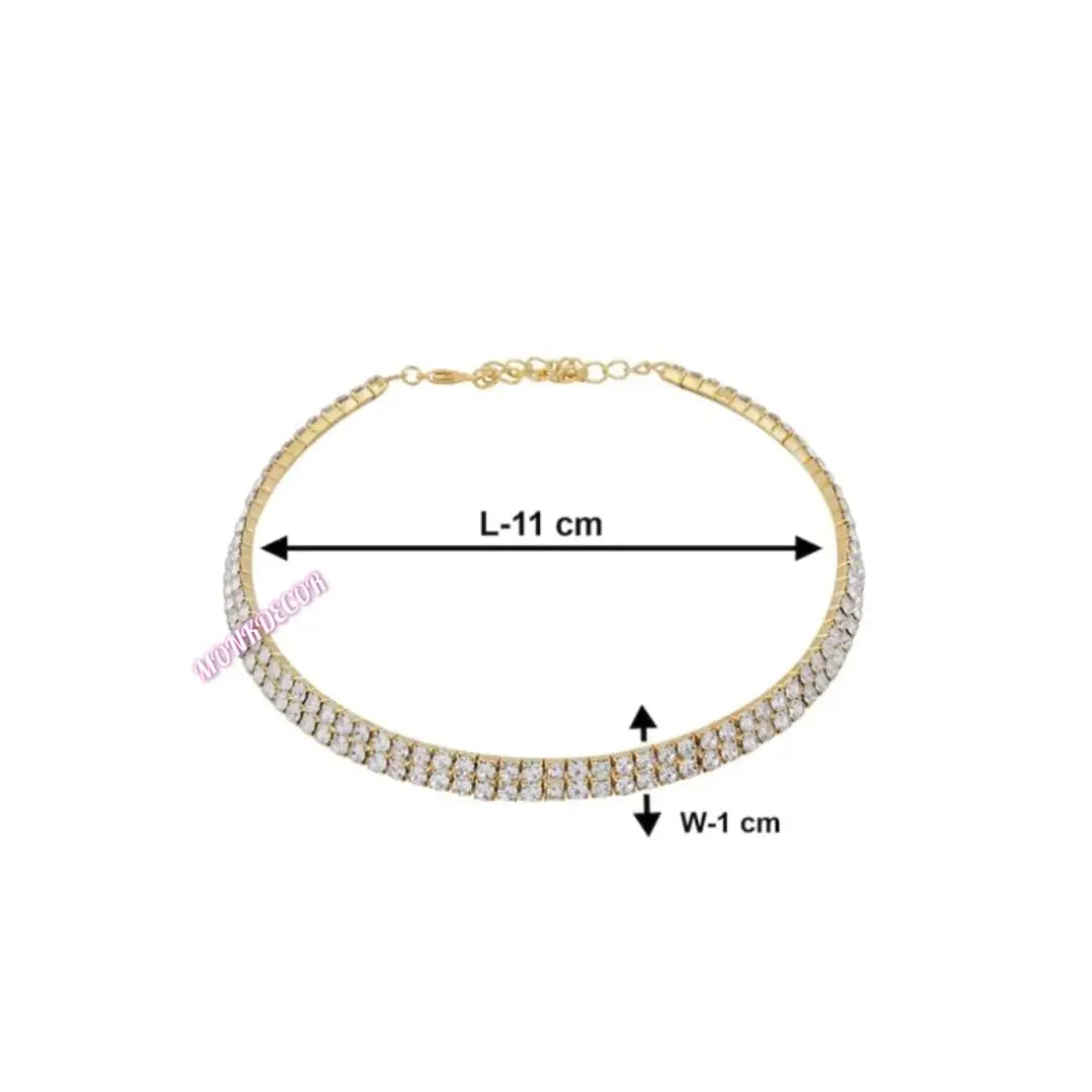 Ethnic Double Layer Necklace For Girls  Women (2 Layer-Gold Pe White)