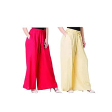 Load image into Gallery viewer, Attractive Solid Cotton Blended Flared Trousers Combo For Women Pack Of 2