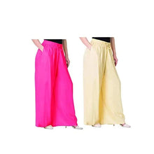 Load image into Gallery viewer, Attractive Solid Cotton Blended Flared Trousers Combo For Women Pack Of 2