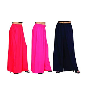 Attractive Solid Cotton Blended Flared Trousers Combo For Women Pack Of 3