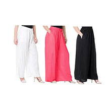 Load image into Gallery viewer, Attractive Solid Cotton Blended Flared Trousers Combo For Women Pack Of 3