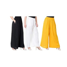 Load image into Gallery viewer, Attractive Solid Cotton Blended Flared Trousers Combo For Women Pack Of 3