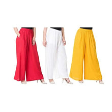 Load image into Gallery viewer, Attractive Solid Cotton Blended Flared Trousers Combo For Women Pack Of 3