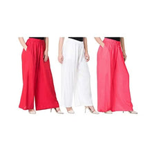 Load image into Gallery viewer, Attractive Solid Cotton Blended Flared Trousers Combo For Women Pack Of 3