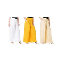 Load image into Gallery viewer, Attractive Solid Cotton Blended Flared Trousers Combo For Women Pack Of 3