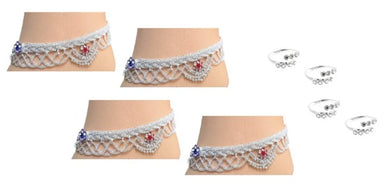 Elegant Silver Plated Anklets with Toe Rings