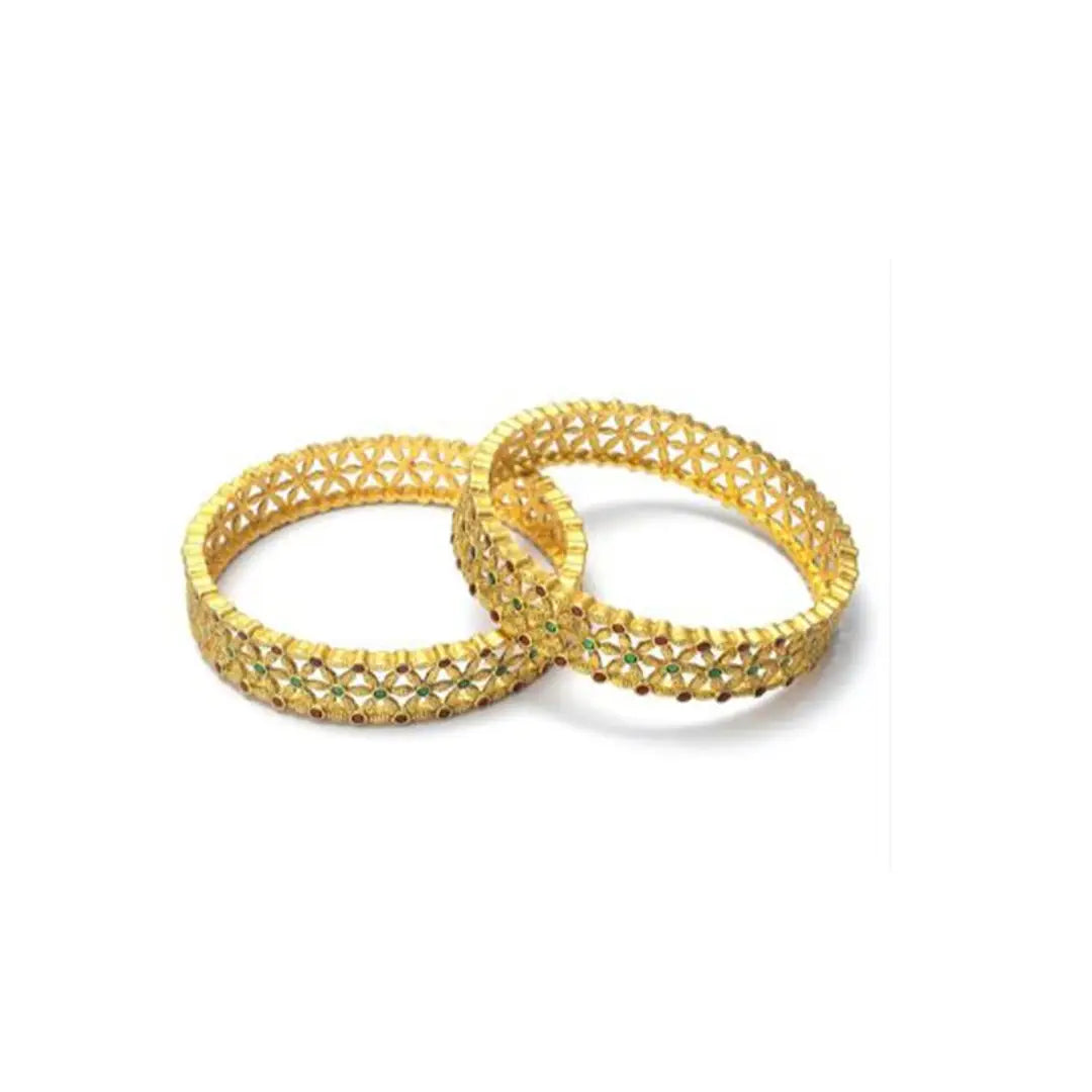 Gold Plated Multi Color Meena Work Kada Bangle Pair Women  Girls