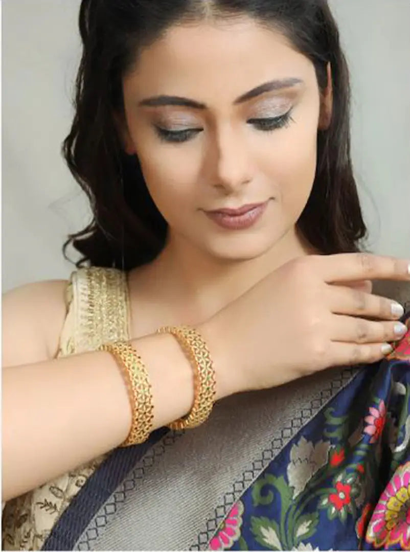 Gold Plated Multi Color Meena Work Kada Bangle Pair Women  Girls