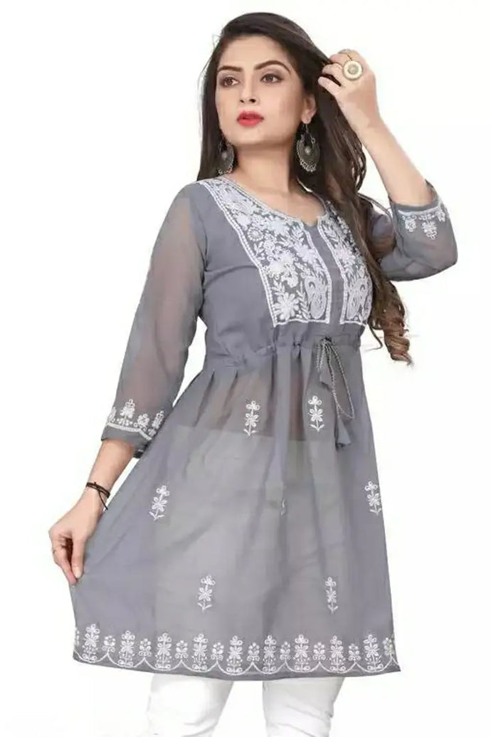 Classic Georgette Embroidered Kurtis for Women