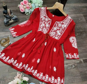 Classic Georgette Embroidered Kurtis for Women