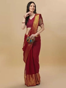 Stylish Fancy Chiffon Viscose Saree with Chiffon Blouse Piece